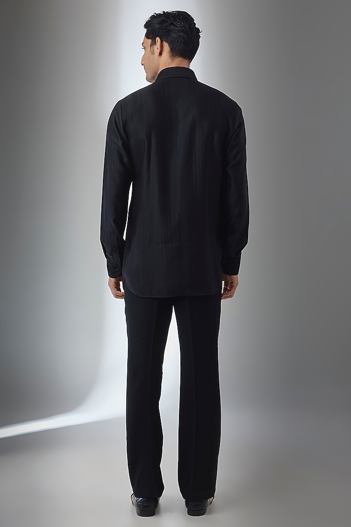 Black Polyester Hand Embroidered Wedding Shirt by SALIL BHATIA at Pernia's Pop Up Shop