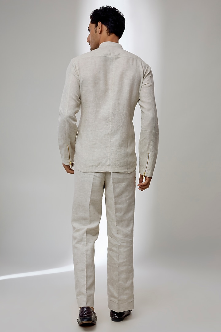Beige Linen Co-Ord Set by SALIL BHATIA at Pernia's Pop Up Shop