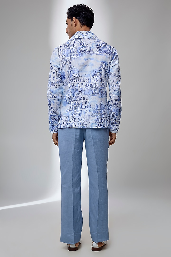 Blue Linen Co-Ord Set by SALIL BHATIA at Pernia's Pop Up Shop