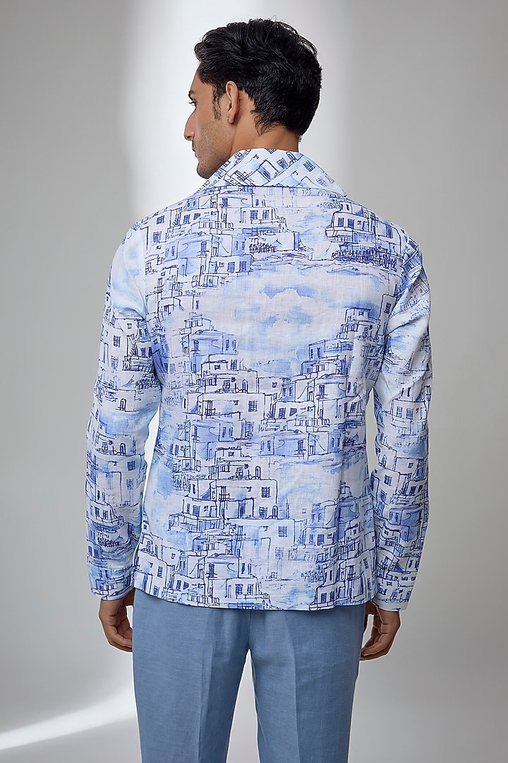 Blue Linen Co-Ord Set by SALIL BHATIA at Pernia's Pop Up Shop