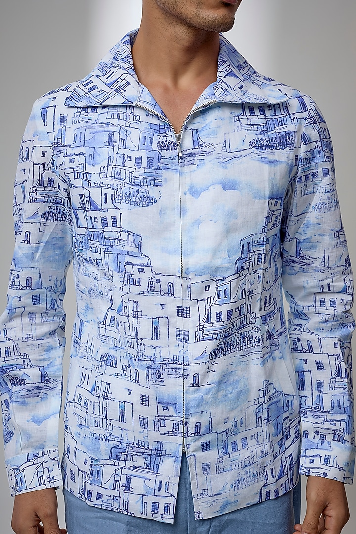 Blue Linen Co-Ord Set by SALIL BHATIA at Pernia's Pop Up Shop