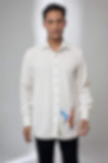 Off-White Japanese Fabric Thread Embroidered Wedding Shirt by SALIL BHATIA at Pernia's Pop Up Shop