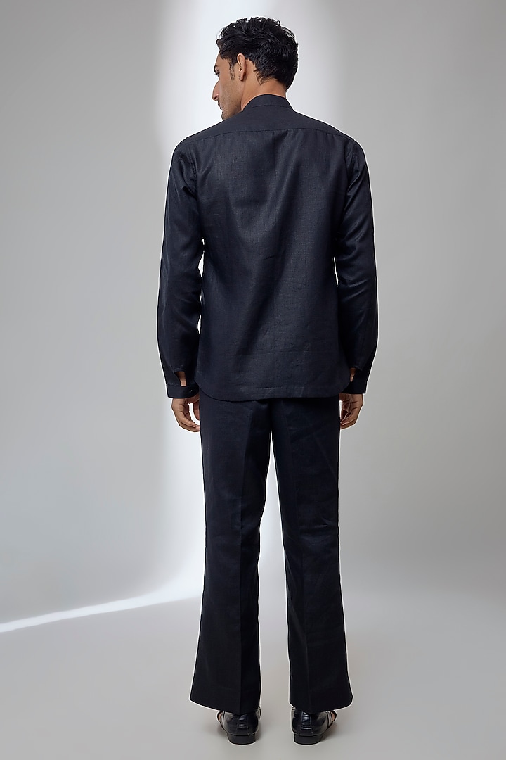 Black Pure Linen Co-Ord Set by SALIL BHATIA at Pernia's Pop Up Shop