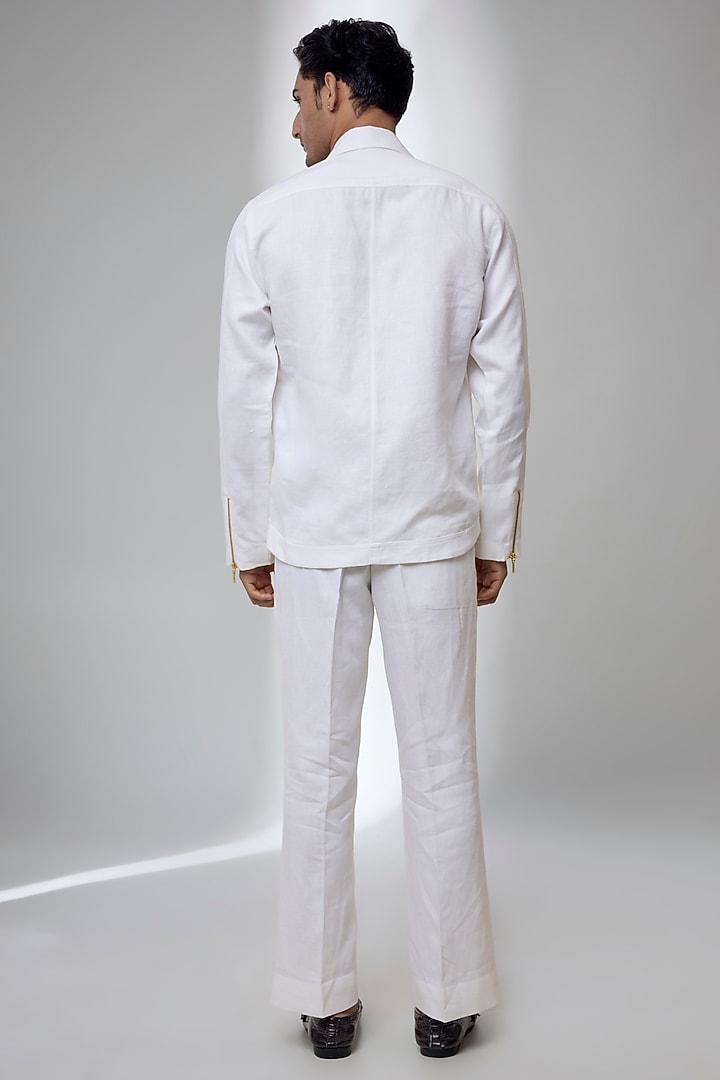 White Pure Linen Co-Ord Set by SALIL BHATIA at Pernia's Pop Up Shop