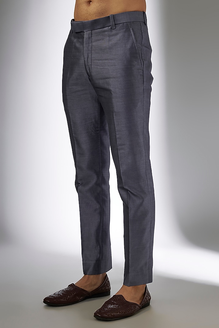 Bluish Grey Chanderi Silk Indo-Western Set by SALIL BHATIA at Pernia's Pop Up Shop