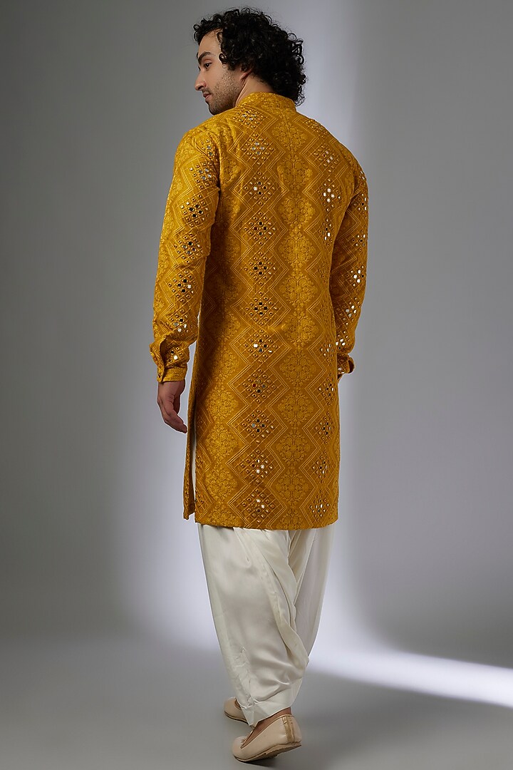 Amber Dola Silk Thread & Mirror Work Kurta Set by SALIL BHATIA at Pernia's Pop Up Shop