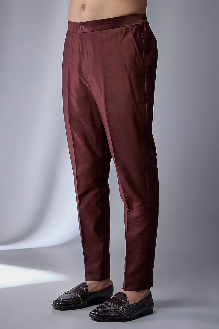 Wine Silk Chanderi Embellished Wedding Indowestern Set by SALIL BHATIA at Pernia's Pop Up Shop