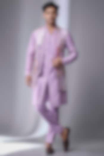 Lavender Chinon Embellished Wedding Indowestern Set by SALIL BHATIA at Pernia's Pop Up Shop