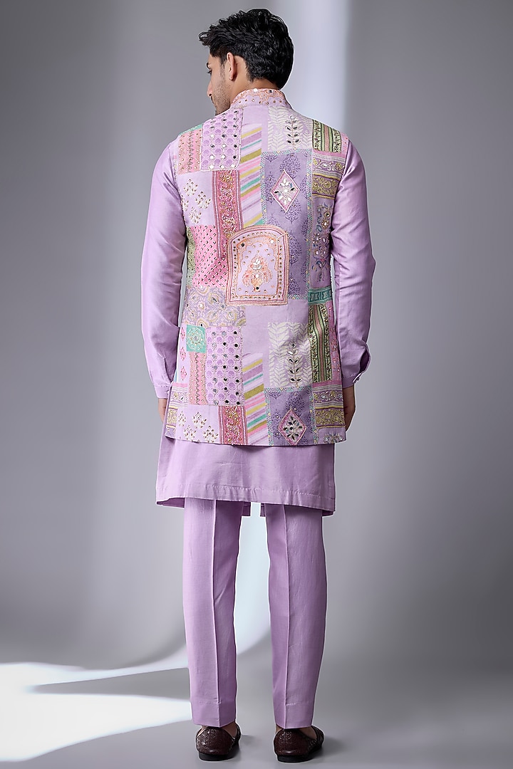 Lavender Chinon Embellished Wedding Indowestern Set by SALIL BHATIA at Pernia's Pop Up Shop