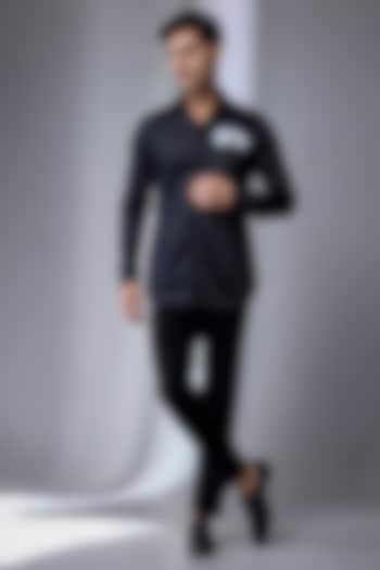 Black Giza Cotton Party Wear Shirt by SALIL BHATIA at Pernia's Pop Up Shop