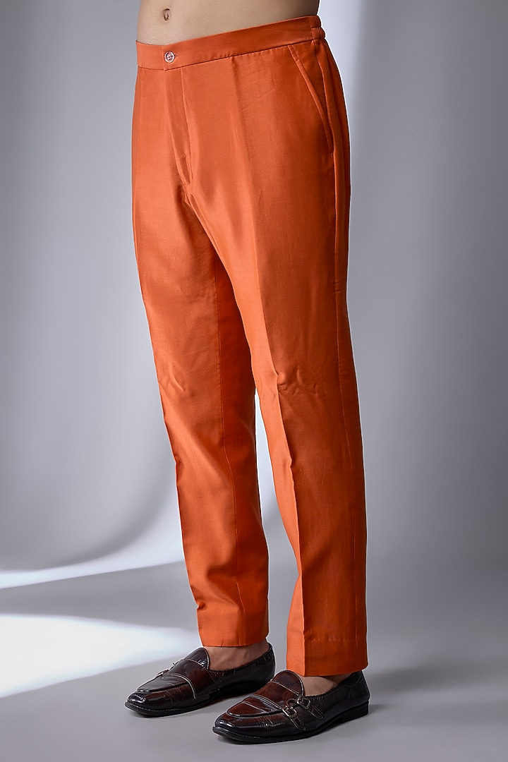 Rust Dola Silk Embellished Wedding Indowestern Set by SALIL BHATIA at Pernia's Pop Up Shop