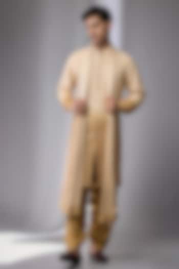 Champagne & God Ombre Dola Silk Embellished Kurta Set by SALIL BHATIA at Pernia's Pop Up Shop
