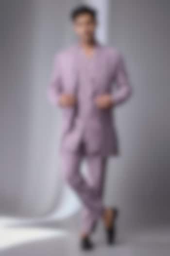 Lavender Dola Silk Embellished Wedding Indowestern Set by SALIL BHATIA at Pernia's Pop Up Shop