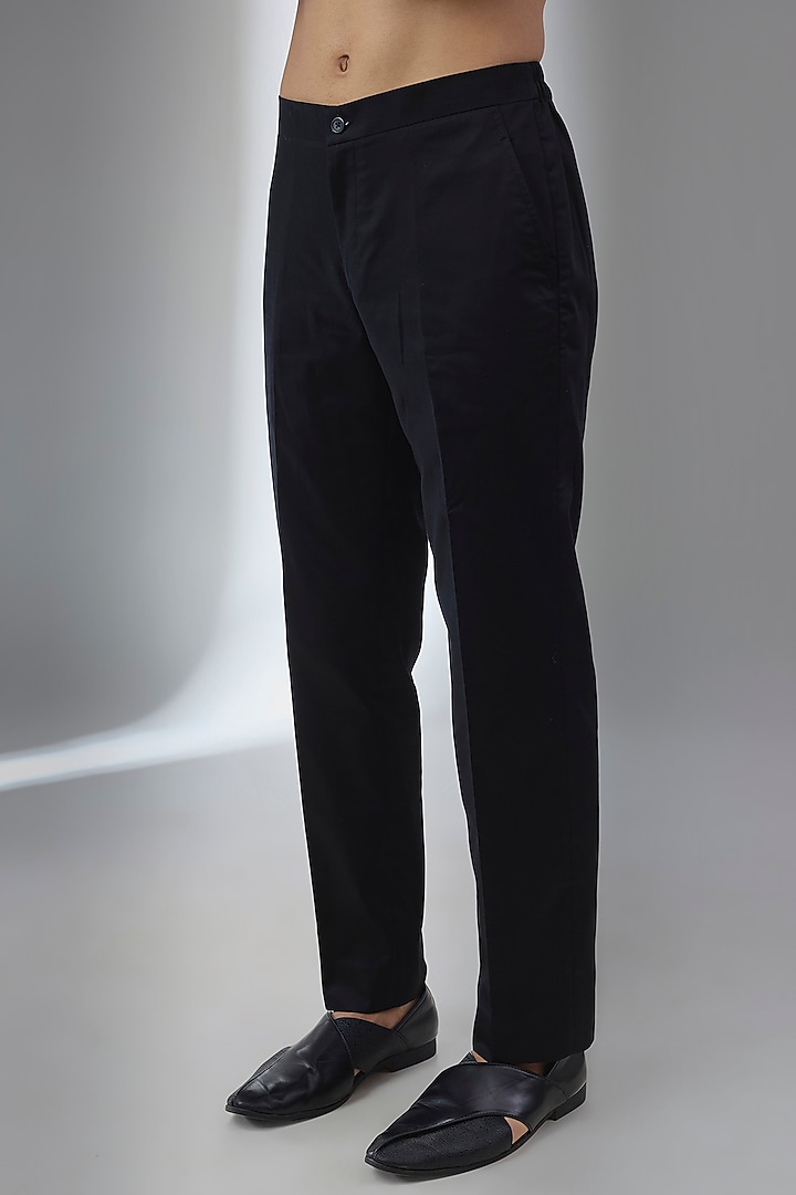 Black Pure Giza Cotton Pathani Kurta Set by SALIL BHATIA at Pernia's Pop Up Shop