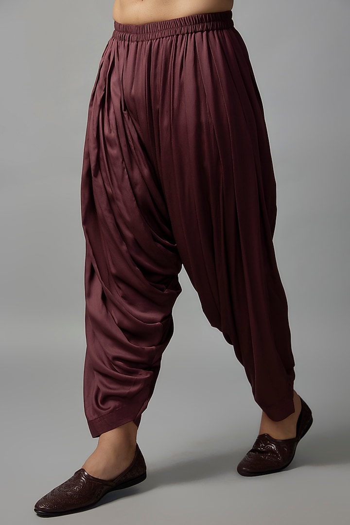 Wine Georgette Sequins Embellished Kurta Set by SALIL BHATIA at Pernia's Pop Up Shop