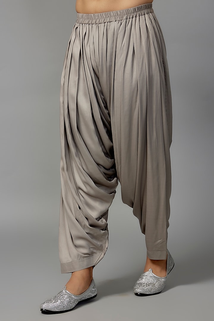 Greyish Green Silk Mirror Work Kurta Set by SALIL BHATIA at Pernia's Pop Up Shop