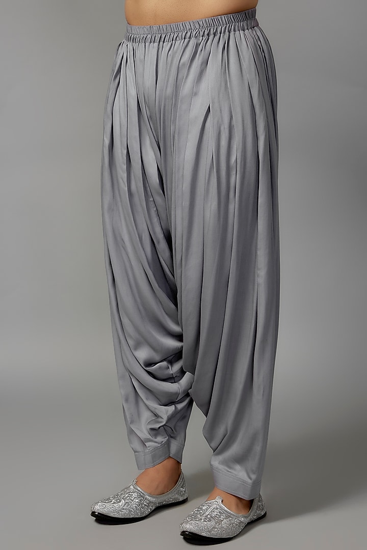 Greyish Blue Georgette Sequins Embellished Kurta Set by SALIL BHATIA at Pernia's Pop Up Shop