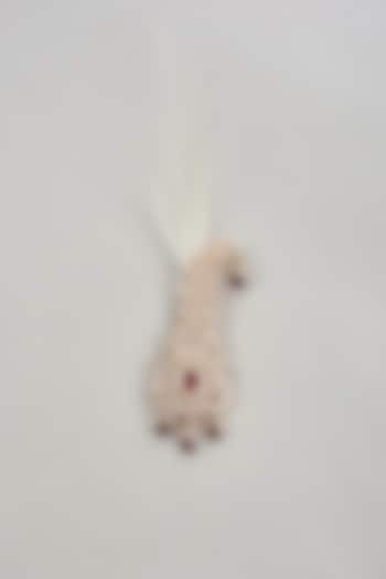 Soft Gold Semi-Precious Kundan & Pearl Feather Kalangi by SALIL BHATIA at Pernia's Pop Up Shop