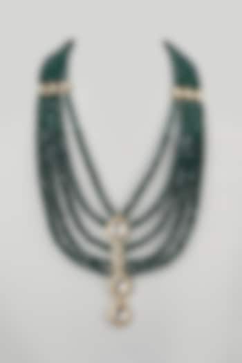 Emerald Semi-Precious Stone Handmade Layered Mala by SALIL BHATIA at Pernia's Pop Up Shop