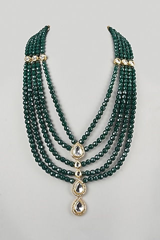 Emerald Semi-Precious Stone Handmade Layered Mala by SALIL BHATIA