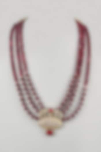 Maroon Semi-Precious Stone Handmade Mala by SALIL BHATIA at Pernia's Pop Up Shop