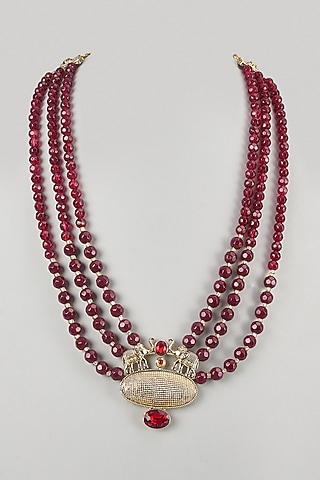 Maroon Semi-Precious Stone Handmade Mala by SALIL BHATIA