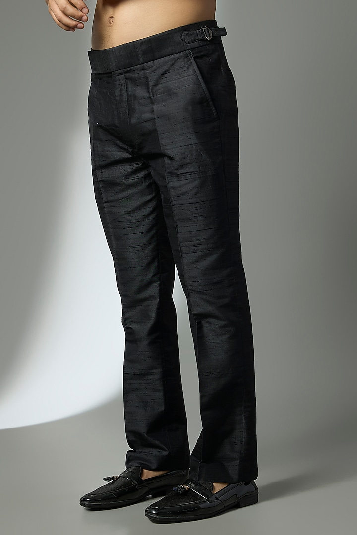 Black Raw Silk Zari Embellished Wedding Indowestern Set by SALIL BHATIA at Pernia's Pop Up Shop
