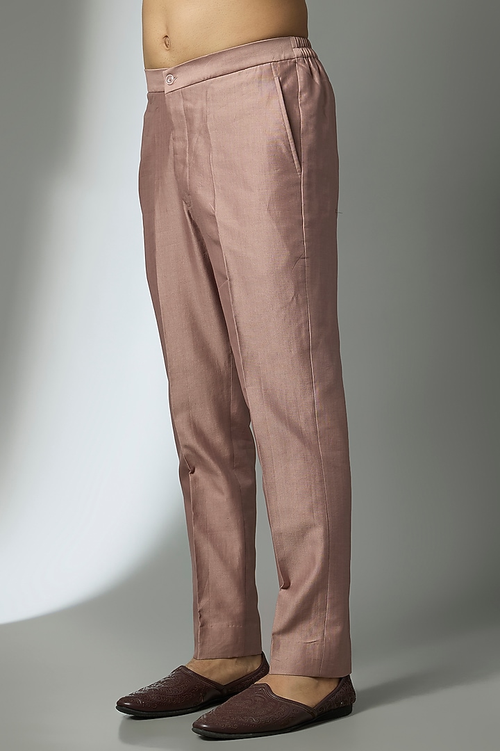 Chai Pink Silk Chanderi Zari Embellished Nehru Jacket Set by SALIL BHATIA at Pernia's Pop Up Shop