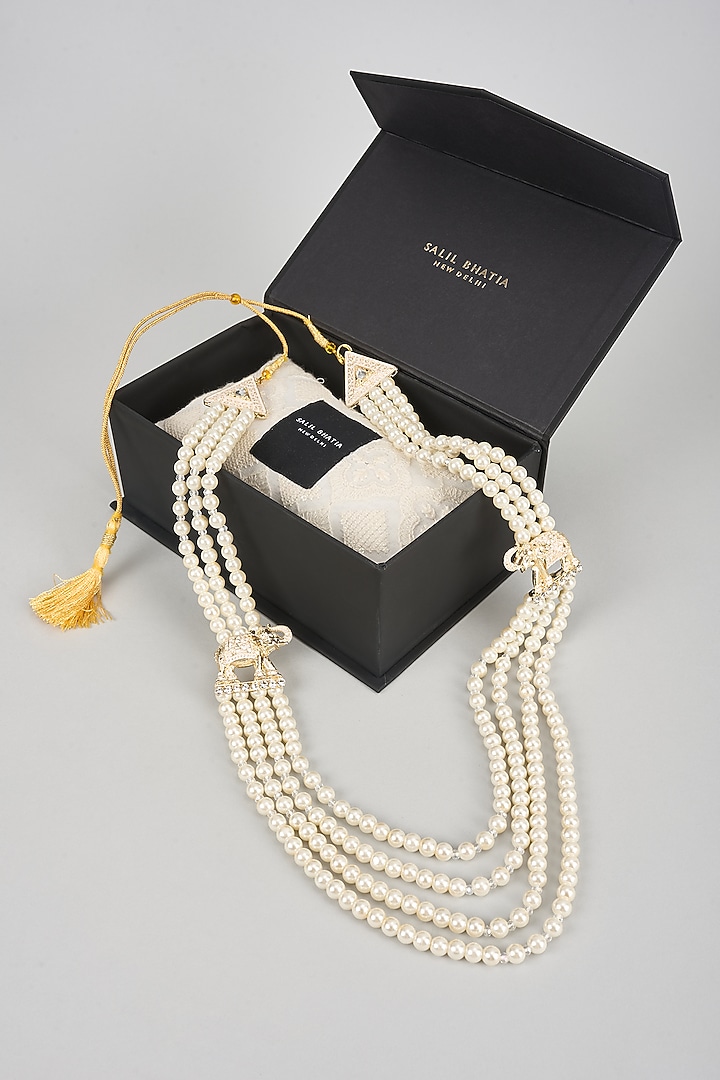 Ivory Semi-Precious Stone Handmade Mala by SALIL BHATIA at Pernia's Pop Up Shop