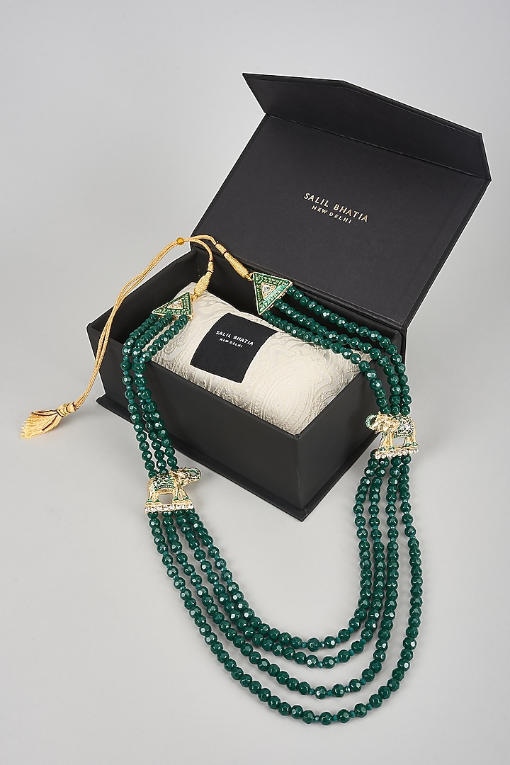 Emerald Semi-Precious Stone Handmade Mala by SALIL BHATIA at Pernia's Pop Up Shop