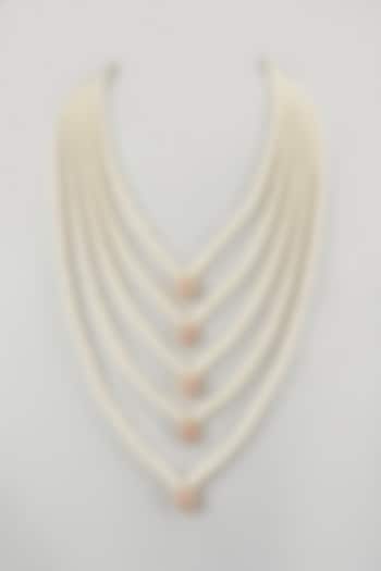 Ivory Semi-Precious Stone & Pearl Handmade Mala by SALIL BHATIA at Pernia's Pop Up Shop