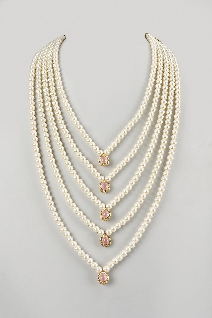 Ivory Semi-Precious Stone & Pearl Handmade Mala by SALIL BHATIA at Pernia's Pop Up Shop