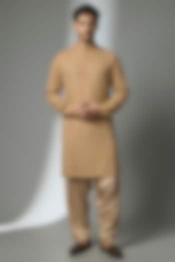 Antique Gold Georgette Thread Embellished Kurta Set by SALIL BHATIA at Pernia's Pop Up Shop