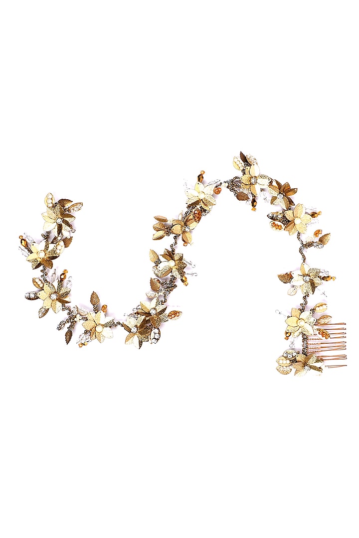 Gold Embellished Wreath Hair Comb by Studio Accessories
