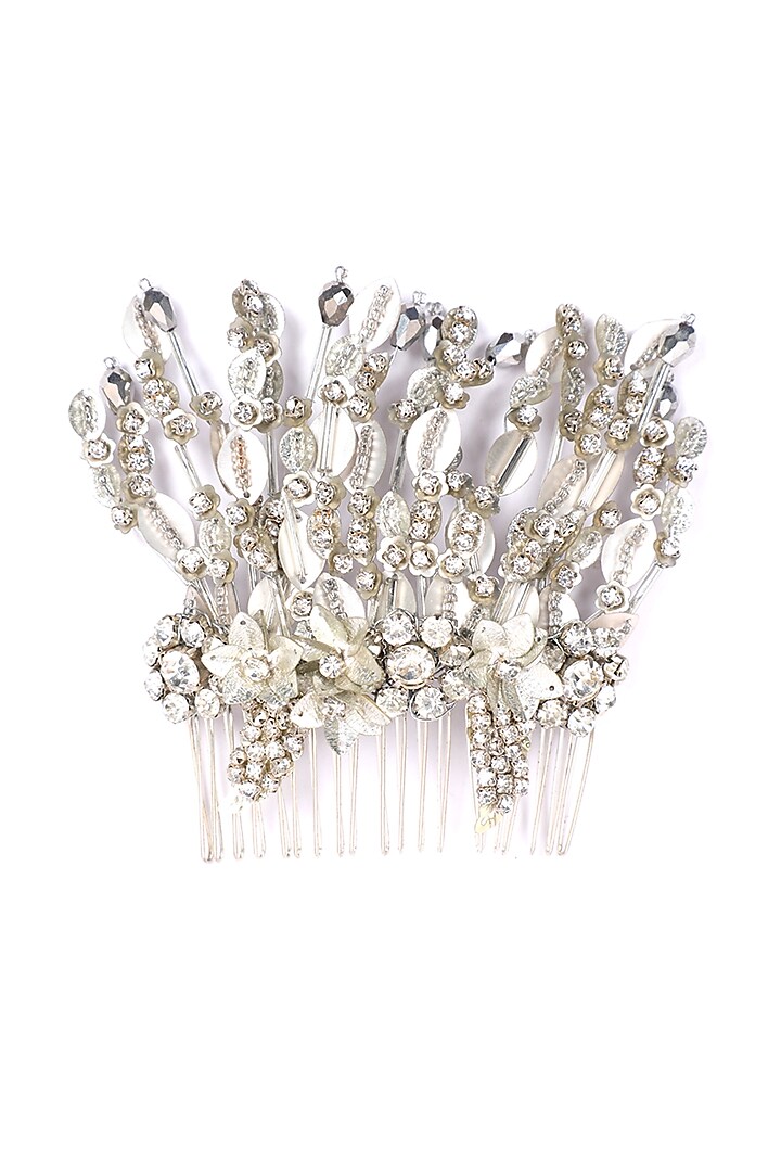 Silver Embellished Hair Comb by Studio Accessories