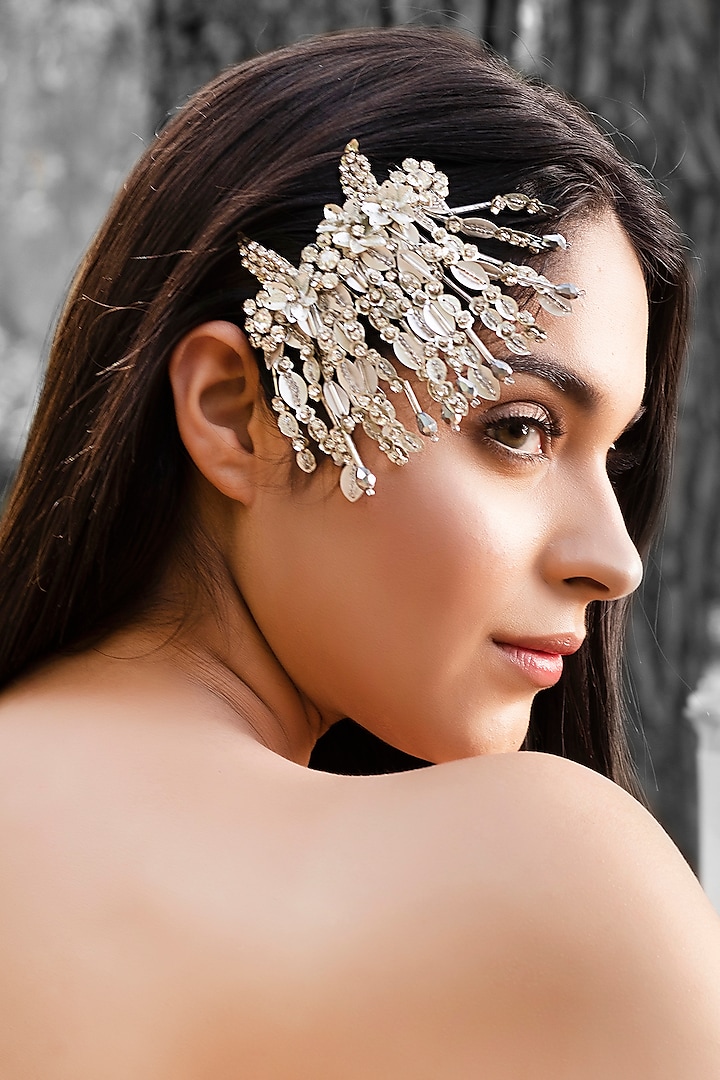 Silver Embellished Hair Comb by Studio Accessories at Pernia's Pop Up Shop