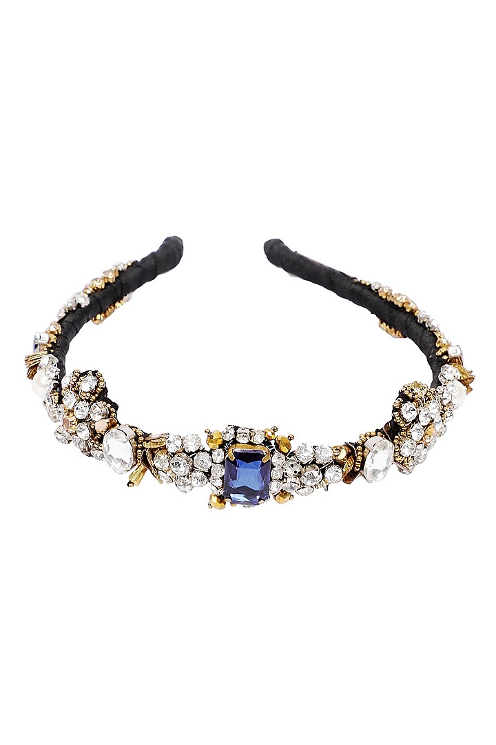 Gold & Silver Embellished Woven Hairband by Studio Accessories at Pernia's Pop Up Shop