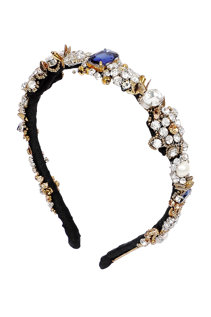 Gold & Silver Embellished Woven Hairband by Studio Accessories at Pernia's Pop Up Shop