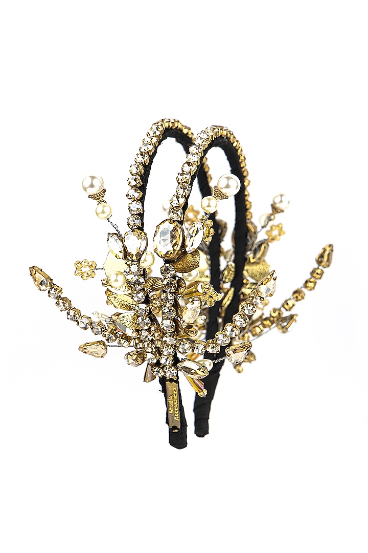 Gold Metal Embellished Hairband by Studio Accessories