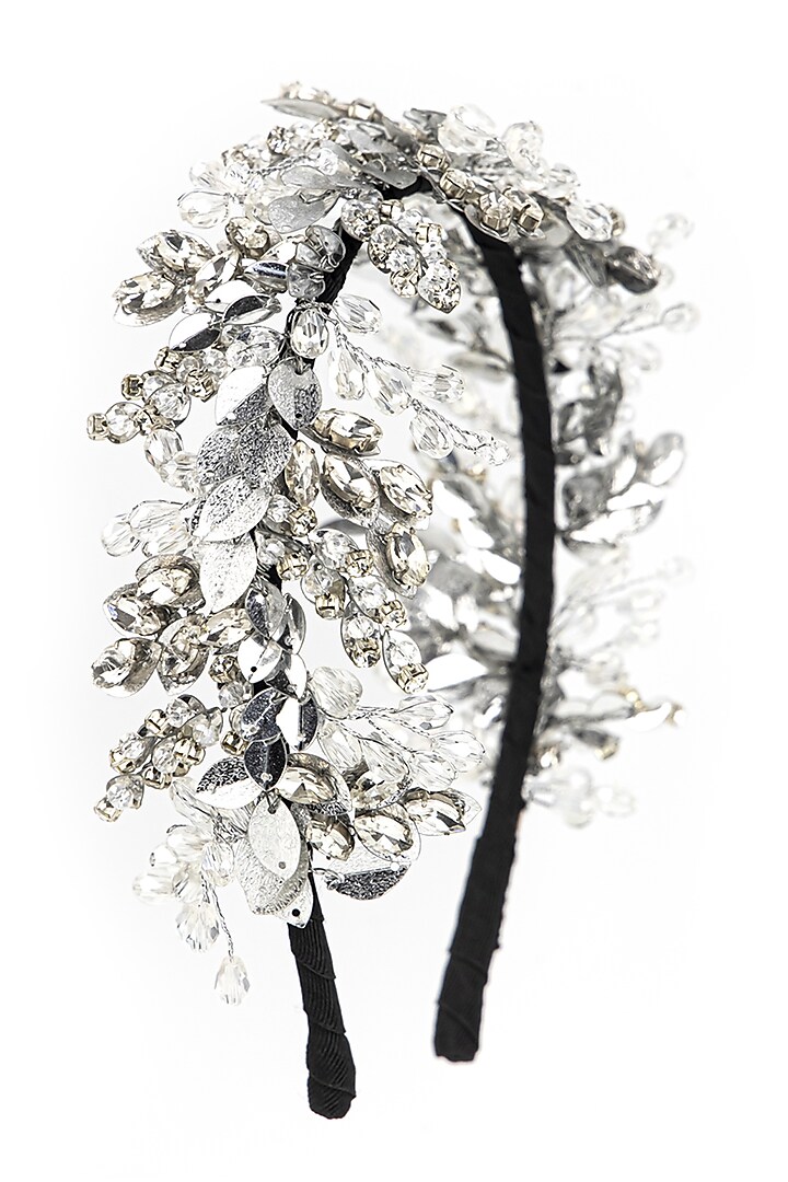 Silver Metal Embellished Hairband by Studio Accessories