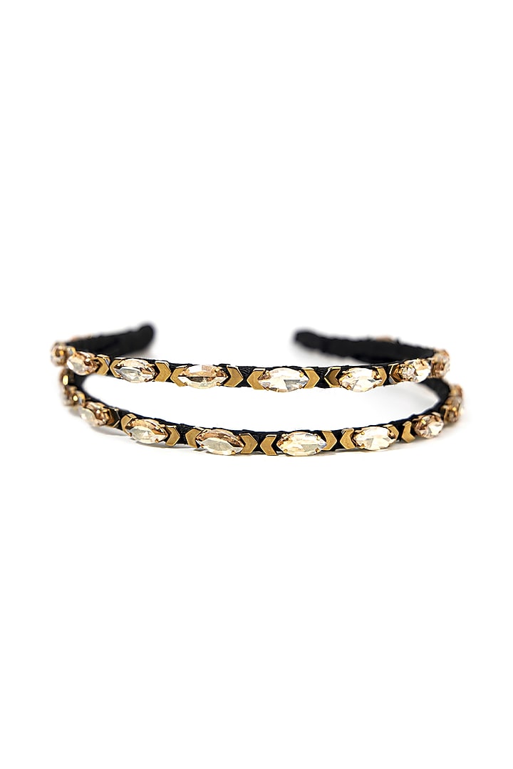 Gold Fabric Embellished Hairband by Studio Accessories