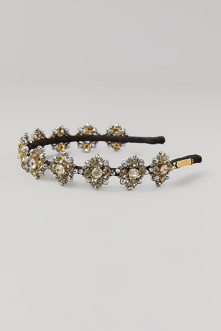 Silver Crystal Embellished Handcrafted Hairband by Studio Accessories at Pernia's Pop Up Shop