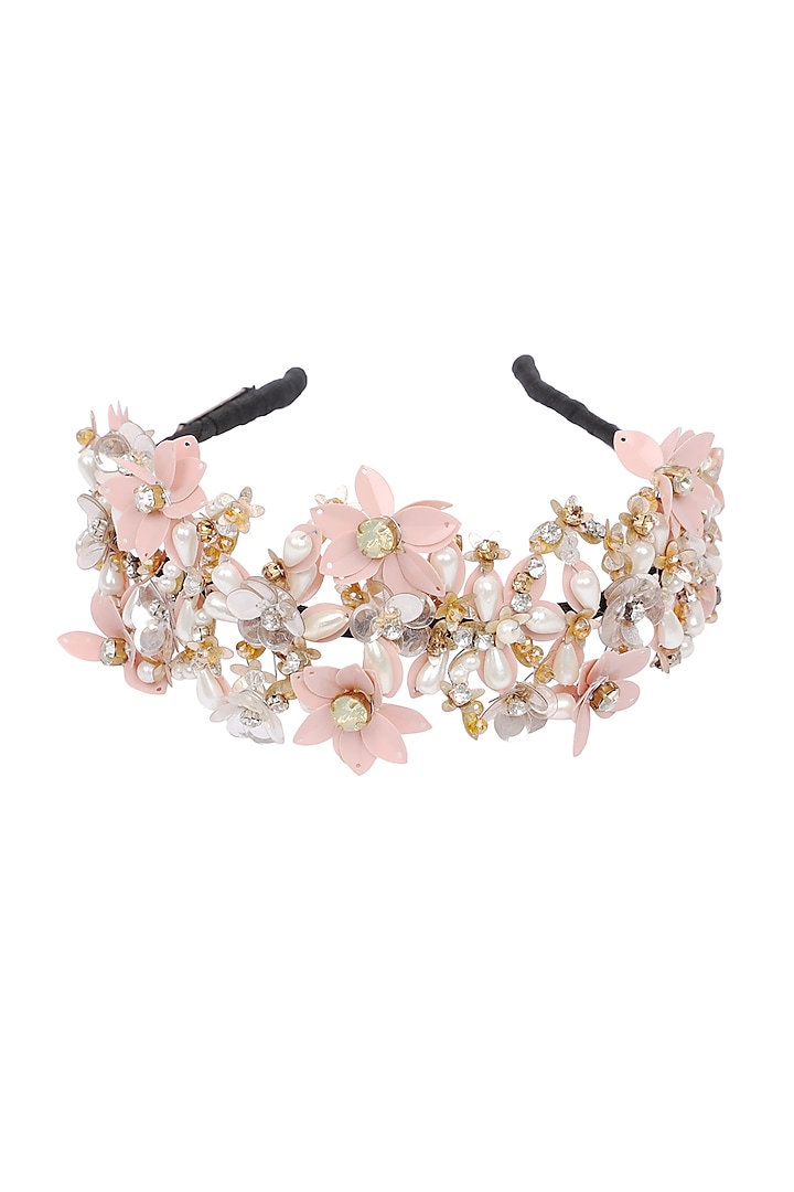 Peach Embellished Hairband by Studio Accessories