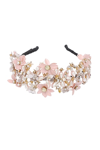 Peach Embellished Hairband by Studio Accessories