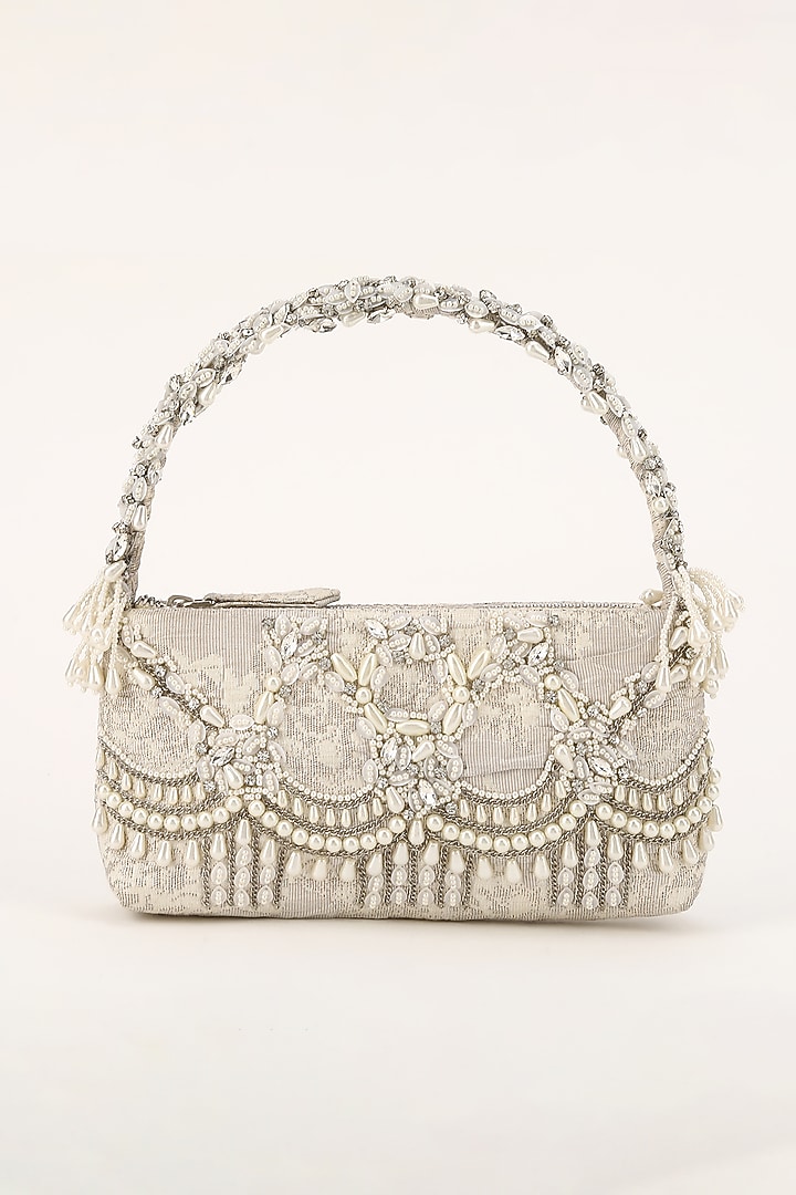Grey Silk Jacquard Sequin Embellished Bag by Studio Accessories at Pernia's Pop Up Shop