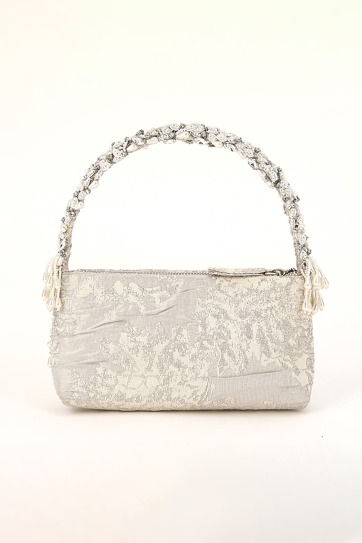 Grey Silk Jacquard Sequin Embellished Bag by Studio Accessories at Pernia's Pop Up Shop