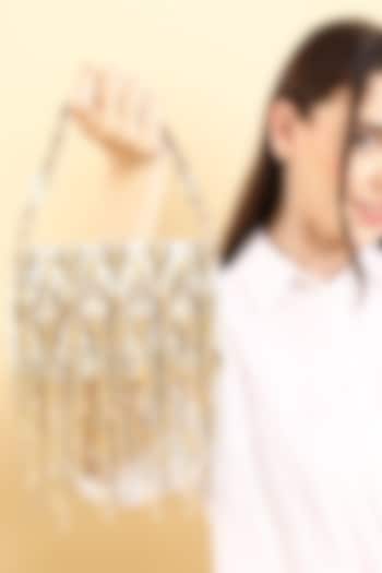 Gold & Silver Silk Jacquard Hand Beaded Bag by Studio Accessories at Pernia's Pop Up Shop