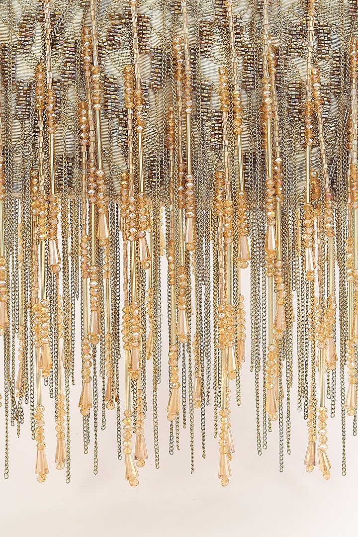 Gold & Silver Silk Jacquard Hand Beaded Bag by Studio Accessories at Pernia's Pop Up Shop