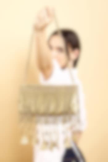 Gold Leather Tasselled Bag by Studio Accessories at Pernia's Pop Up Shop