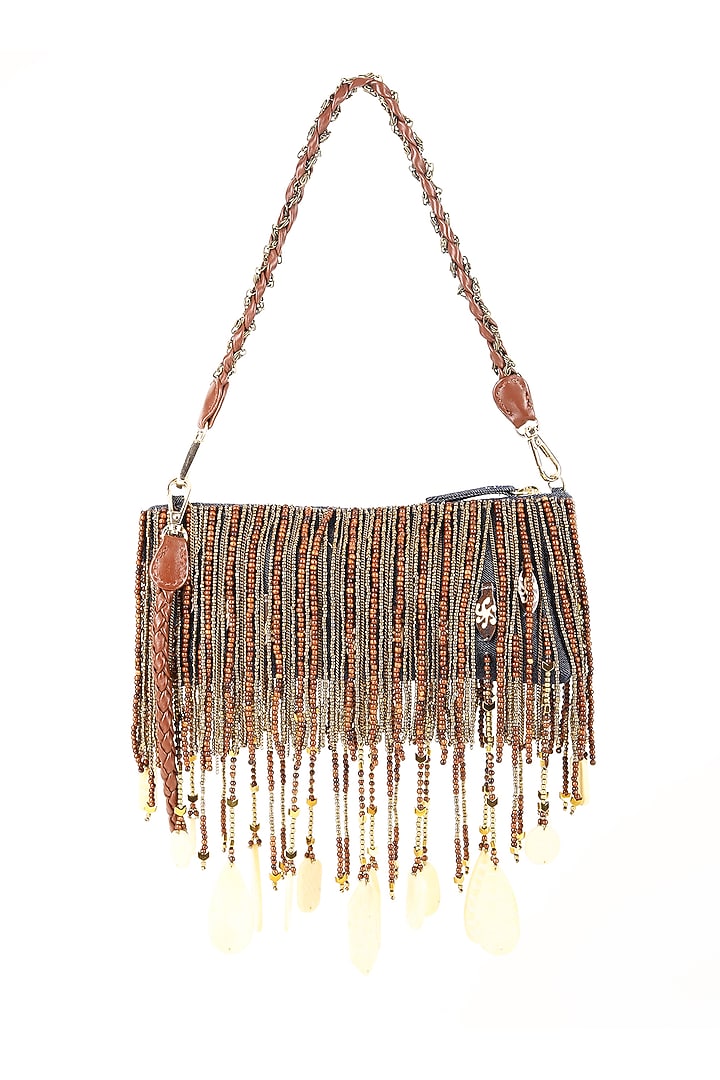 Blue Denim Pearl Beaded Bag by Studio Accessories at Pernia's Pop Up Shop